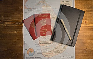 Passport on map - Sri Lanka