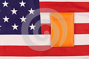 Passport on National United States of America flag