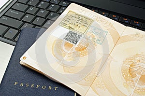 Passport pages and computer