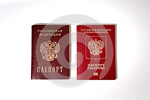 Passport and passport of the Russian Federation on a white background