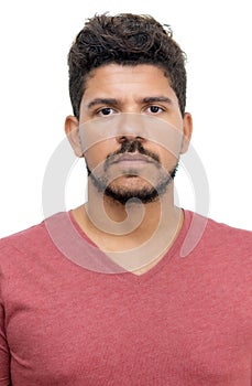 Passport photo of latin american man with beard