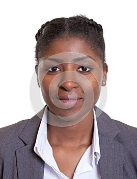 Passport picture of a smiling african businesswoman