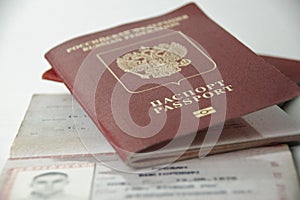 Passport of the Russian Federation in close-up