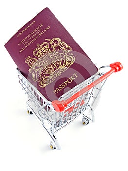 Passport in shopping trolley