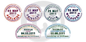 Passport stamps from Australia and the Philippines photo
