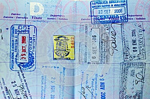 Passport Stamps Closeup