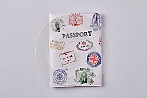 Passport with stamps of many countries.