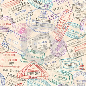 Passport Stamps Seamless texture