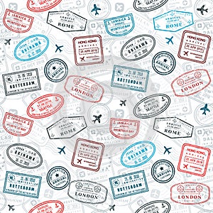 Passport stamps texture