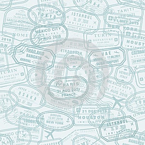 Passport stamps texture seamless vector