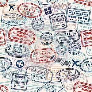 Passport stamps texture seamless vector