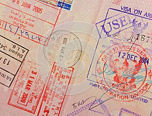 Passport with thai and hongkong stamps