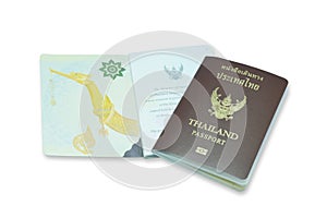 Passport of Thailand on white background