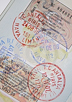 Passport with turkish visas and stamps