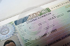 Passport with United Kingdom visa