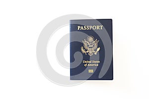 Passport of the US citizen. Identification document over bright background photo