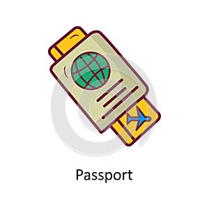 Passport vector Fill outline Icon Design illustration. Holiday Symbol on White background EPS 10 File