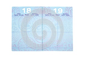 Passport with visa pages