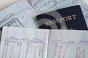 Passports with country stamps