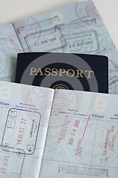 Passports with country stamps