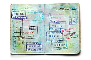 Passports full of stamps photo