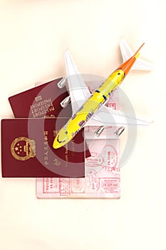 Passports and plane photo