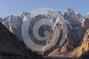 Passu cathedral mountain peak in Hunza valley, Gilgit Baltistan, Pakistan photo