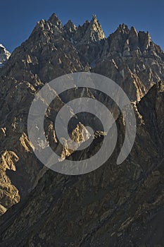 Passu cathedral mountain peak in Karakoram range photo