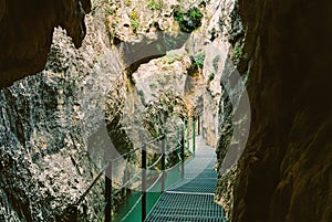 Passway along a Gorge of the Rio Blanco in Aragon Spain