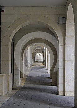 Passway between wall and pillars