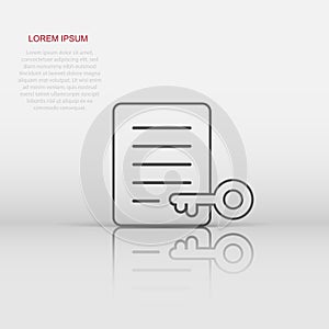 Password account icon in flat style. Keyword vector illustration on white isolated background. Key combination business concept