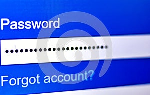Password box in Internet Browser on Computer Screen
