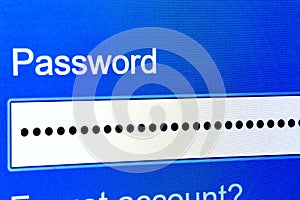 Password box in Internet Browser on Computer Screen