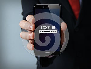 Password businessman smartphone