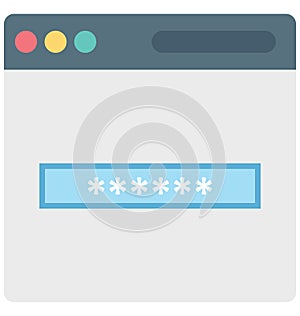 Password Color Isolated Vector Icon that easily can be modified and edit.