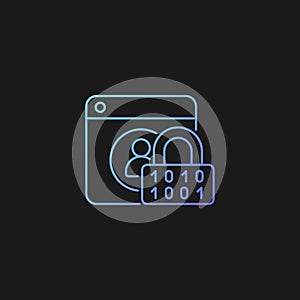 Password encryption gradient vector icon for dark theme