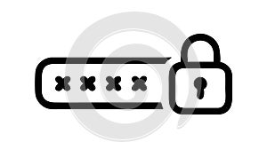 Password entry outline icon with lock security , vector design Generative AI