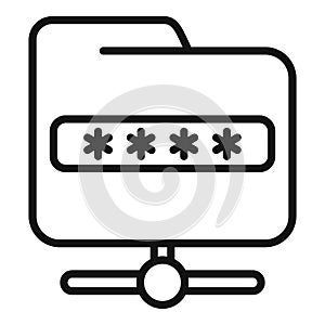 Password folder icon outline vector. Computer data