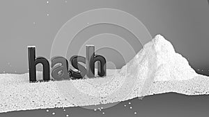 Password hash with salt crypt function concept 3d illustration