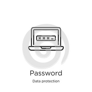 password icon vector from data protection collection. Thin line password outline icon vector illustration. Outline, thin line