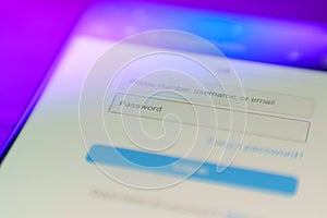 password input on login window on smartphone screen. Cybersecurity on internet concept