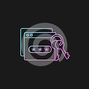 Password management gradient vector icon for dark theme