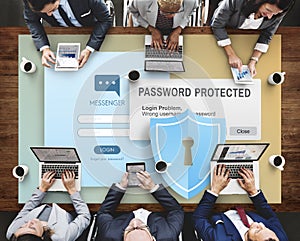 Password Protected Firewall Digital Internet Web Concept