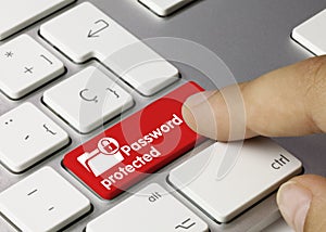 Password protected - Inscription on Red Keyboard Key