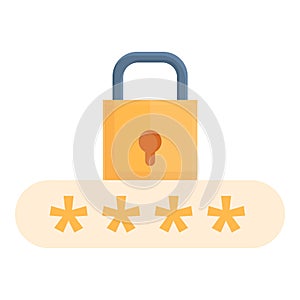 Password protection icon, cartoon style