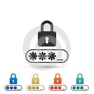 Password protection icon isolated on white background. Set elements in colored icons. Flat design. Vector
