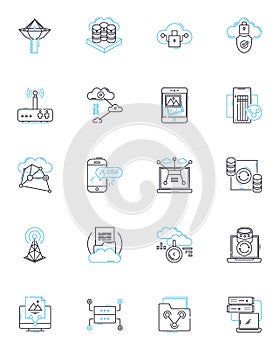 Password protection linear icons set. Encryption, Authentication, Passcode, Secure, Privacy, Lockdown, Access line