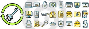 Password recovery icon outline vector. Computer lock