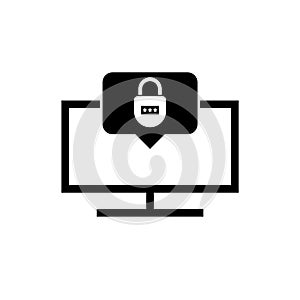 Password secure access on desktop computer icon isolated on white background