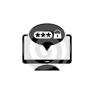 Password secure access on desktop computer icon isolated on white background